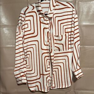 Blu Pepper Abstract Brown and White Shirt
